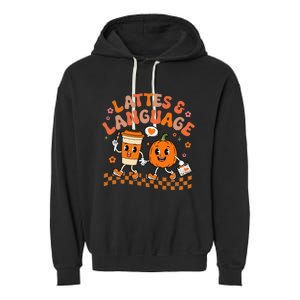 Speech Therapy Autumn Pumpkin Lattes And Language Garment-Dyed Fleece Hoodie