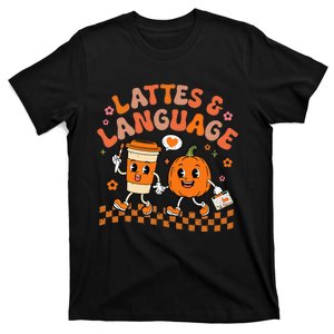 Speech Therapy Autumn Pumpkin Lattes And Language T-Shirt