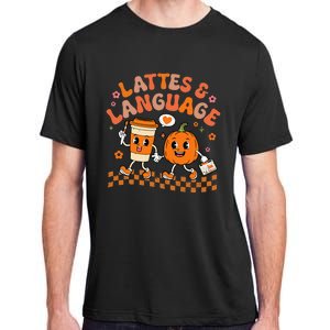 Speech Therapy Autumn Pumpkin Lattes And Language Adult ChromaSoft Performance T-Shirt