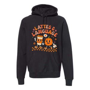 Speech Therapy Autumn Pumpkin Lattes And Language Premium Hoodie