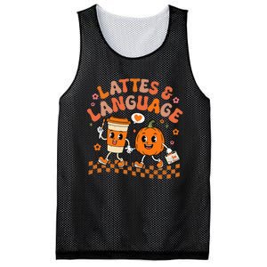 Speech Therapy Autumn Pumpkin Lattes And Language Mesh Reversible Basketball Jersey Tank