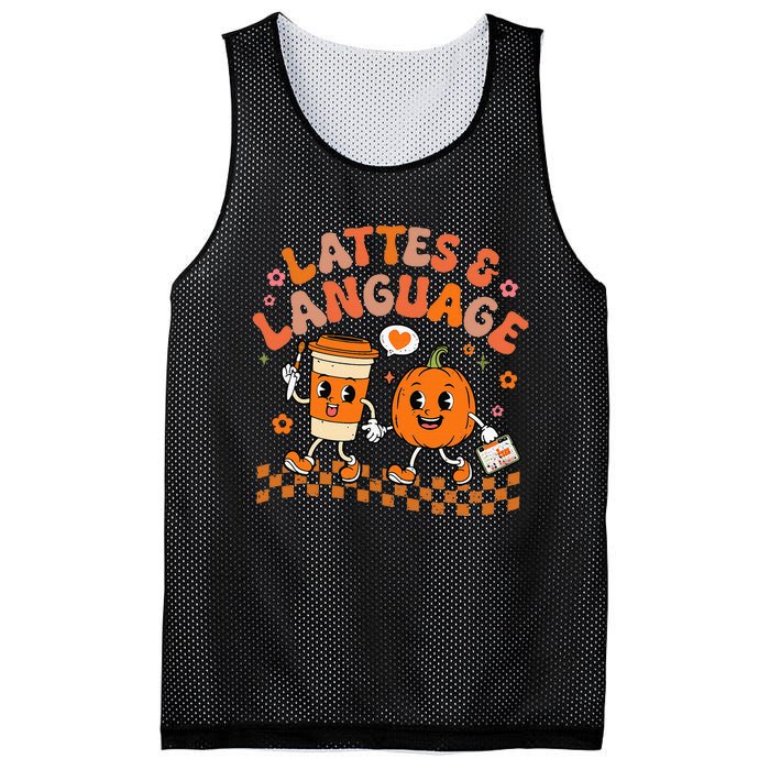 Speech Therapy Autumn Pumpkin Lattes And Language Mesh Reversible Basketball Jersey Tank