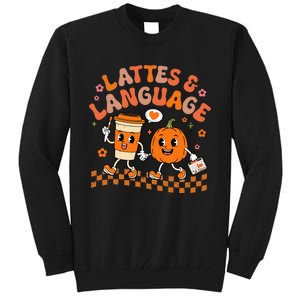 Speech Therapy Autumn Pumpkin Lattes And Language Tall Sweatshirt