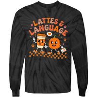 Speech Therapy Autumn Pumpkin Lattes And Language Tie-Dye Long Sleeve Shirt