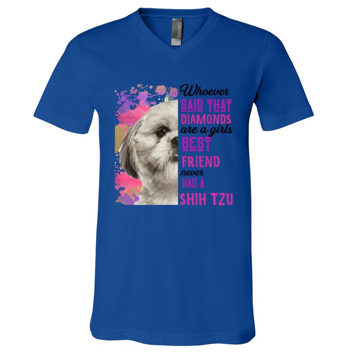 Shih Tzu Are A Best Friend Funny Dog Mom Shitzu Gift V-Neck T-Shirt