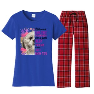 Shih Tzu Are A Best Friend Funny Dog Mom Shitzu Gift Women's Flannel Pajama Set