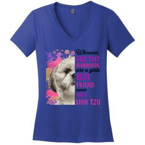 Shih Tzu Are A Best Friend Funny Dog Mom Shitzu Gift Women's V-Neck T-Shirt