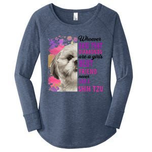 Shih Tzu Are A Best Friend Funny Dog Mom Shitzu Gift Women's Perfect Tri Tunic Long Sleeve Shirt