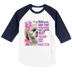 Shih Tzu Are A Best Friend Funny Dog Mom Shitzu Gift Baseball Sleeve Shirt