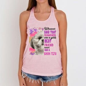 Shih Tzu Are A Best Friend Funny Dog Mom Shitzu Gift Women's Knotted Racerback Tank