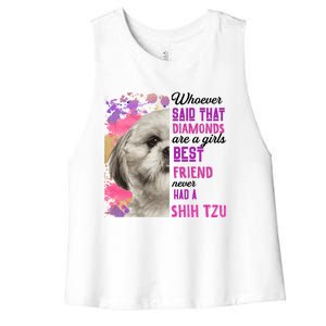 Shih Tzu Are A Best Friend Funny Dog Mom Shitzu Gift Women's Racerback Cropped Tank