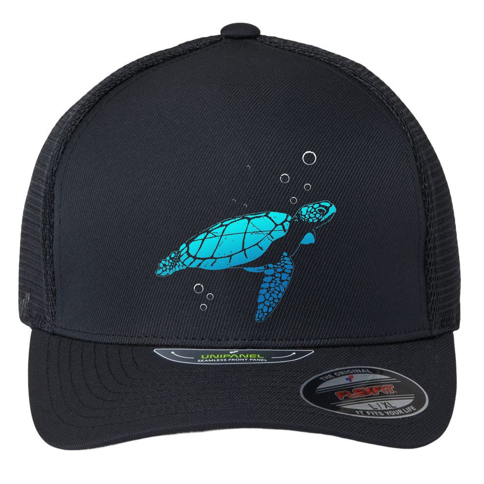 Sea Turtle Animal Zoo Keeper Turtle Flexfit Unipanel Trucker Cap