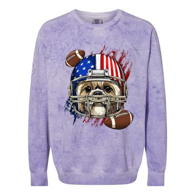 Shih Tzu American Football Dog Lovers USA Flag Colorblast Crewneck Sweatshirt