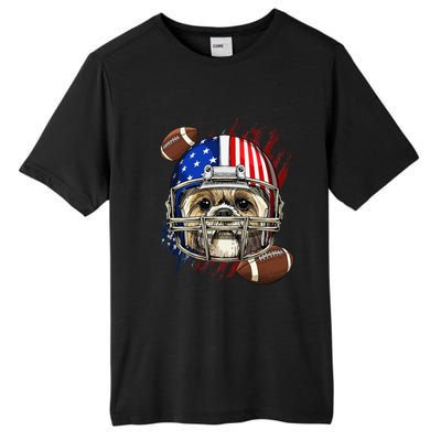 Shih Tzu American Football Dog Lovers USA Flag Tall Fusion ChromaSoft Performance T-Shirt