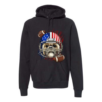 Shih Tzu American Football Dog Lovers USA Flag Premium Hoodie