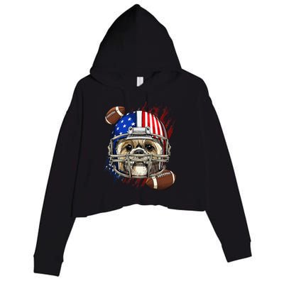 Shih Tzu American Football Dog Lovers USA Flag Crop Fleece Hoodie