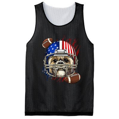 Shih Tzu American Football Dog Lovers USA Flag Mesh Reversible Basketball Jersey Tank