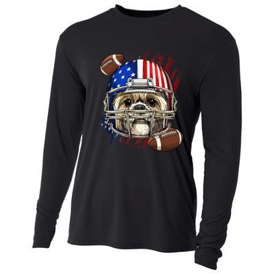 Shih Tzu American Football Dog Lovers USA Flag Cooling Performance Long Sleeve Crew