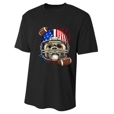 Shih Tzu American Football Dog Lovers USA Flag Performance Sprint T-Shirt