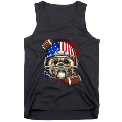 Shih Tzu American Football Dog Lovers USA Flag Tank Top