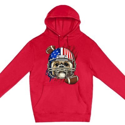 Shih Tzu American Football Dog Lovers USA Flag Premium Pullover Hoodie