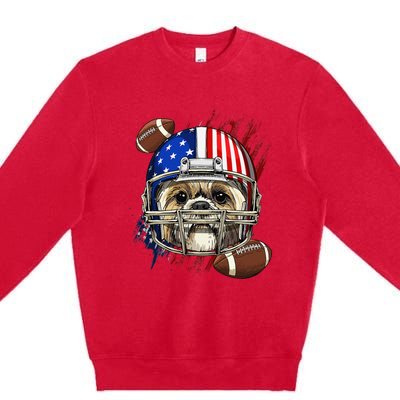 Shih Tzu American Football Dog Lovers USA Flag Premium Crewneck Sweatshirt