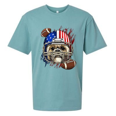 Shih Tzu American Football Dog Lovers USA Flag Sueded Cloud Jersey T-Shirt