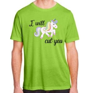 Stabby Unicorn I Will Cute You Adult ChromaSoft Performance T-Shirt