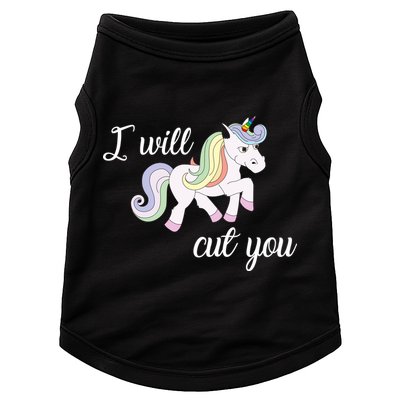 Stabby Unicorn I Will Cute You Doggie Tank