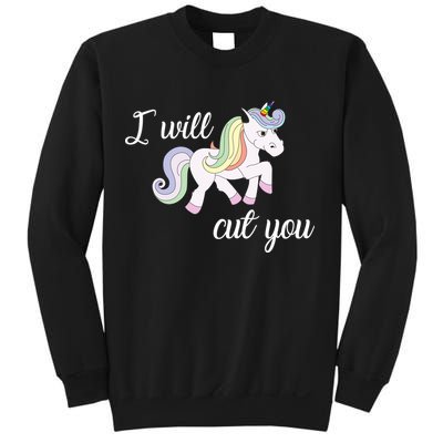 Stabby Unicorn I Will Cute You Sweatshirt