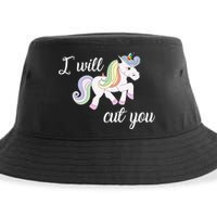 Stabby Unicorn I Will Cute You Sustainable Bucket Hat
