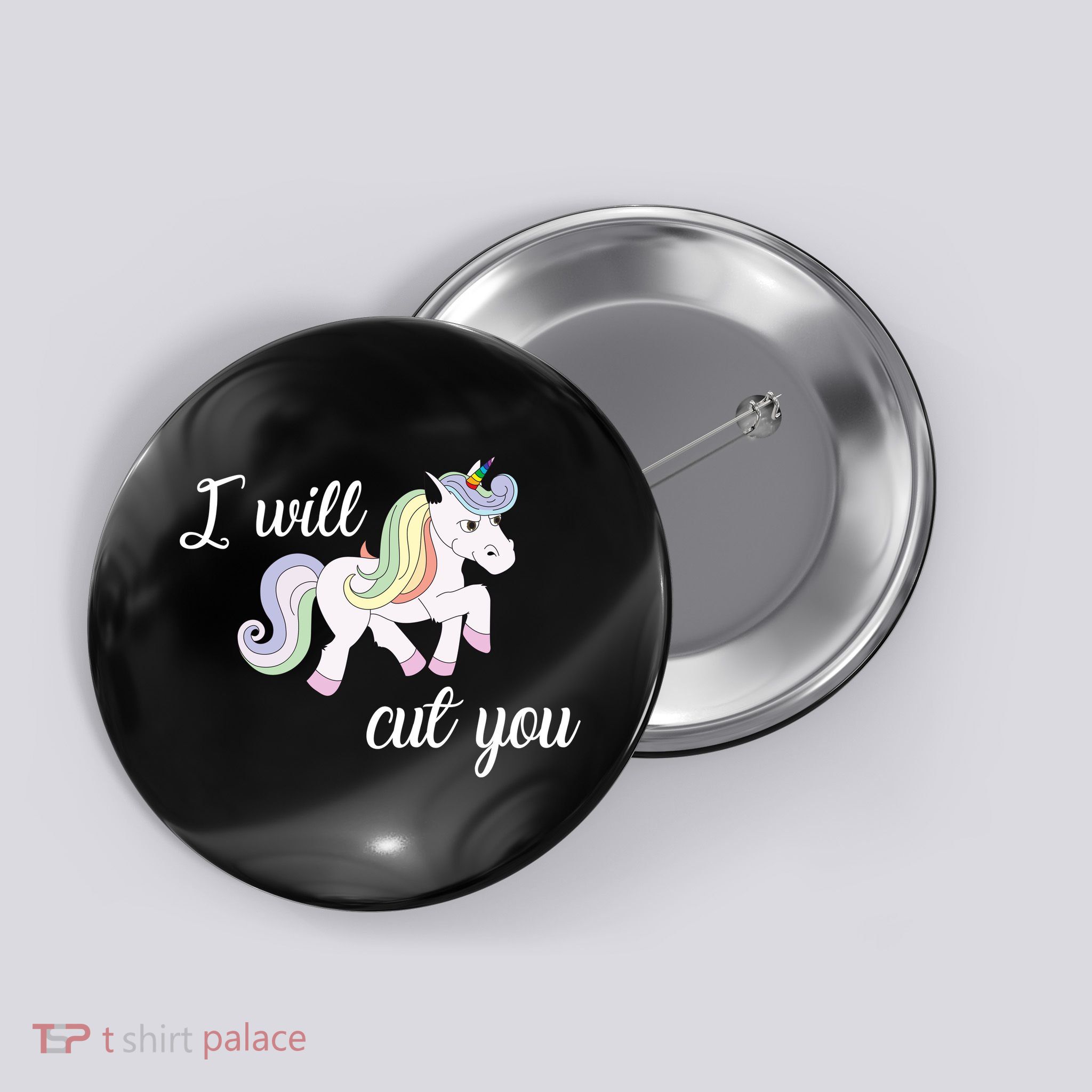 Stabby Unicorn I Will Cute You Button