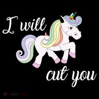 Stabby Unicorn I Will Cute You Drawstring Bag