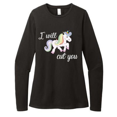 Stabby Unicorn I Will Cute You Womens CVC Long Sleeve Shirt