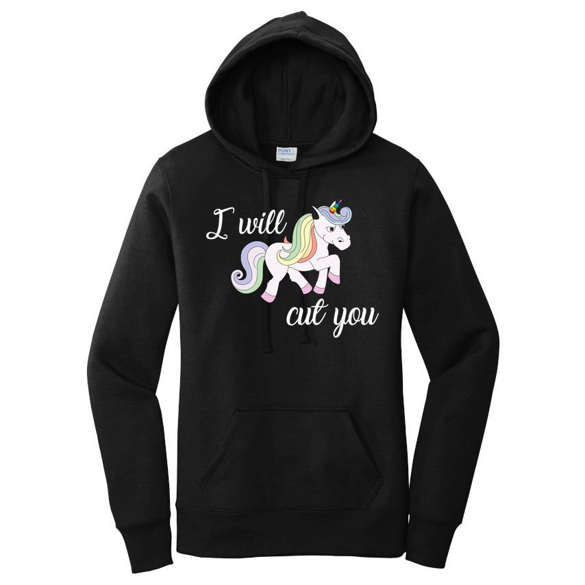 Stabby Unicorn I Will Cute You Women's Pullover Hoodie