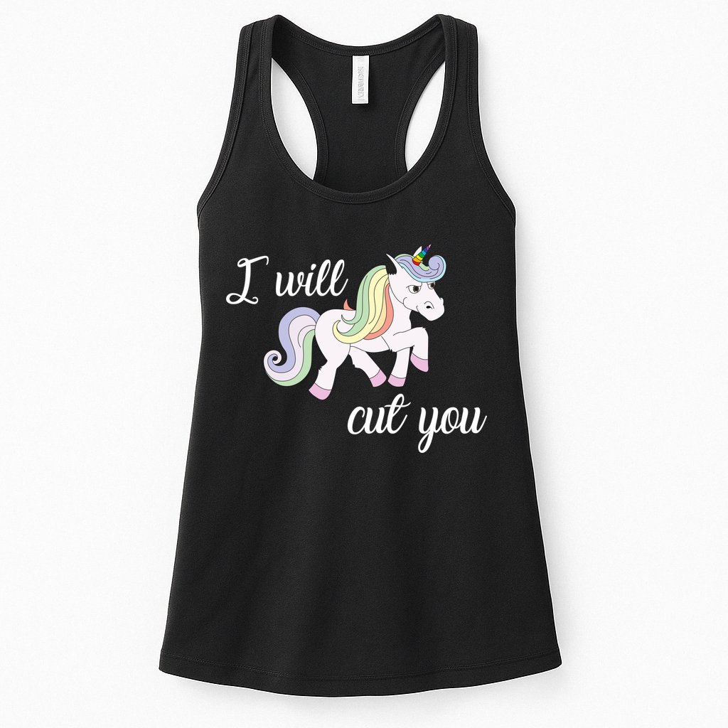 Stabby Unicorn I Will Cute You Womens Tank Top