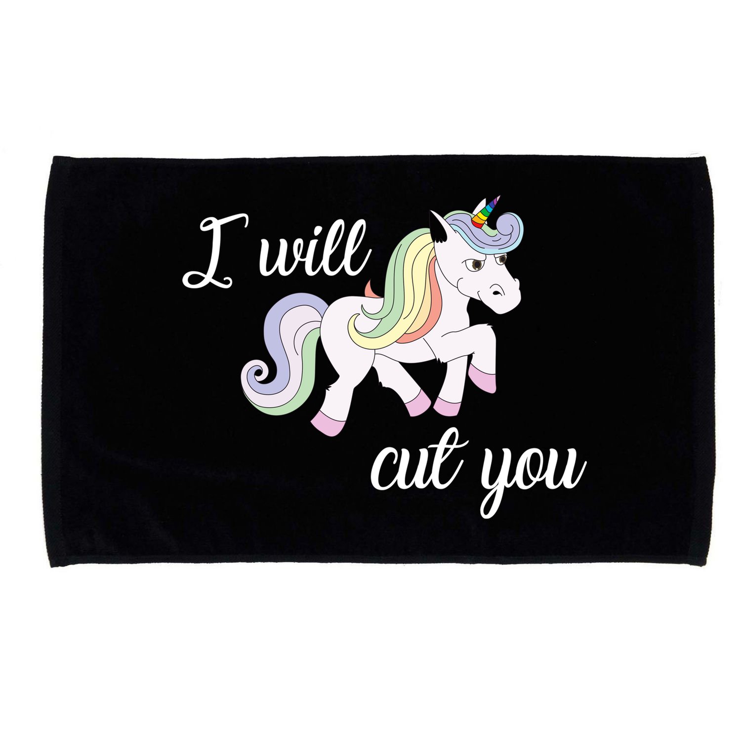 Stabby Unicorn I Will Cute You Microfiber Hand Towel
