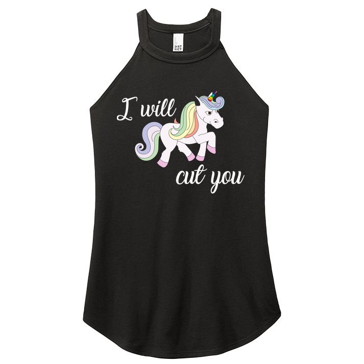 Stabby Unicorn I Will Cute You Women's Perfect Tri Rocker Tank