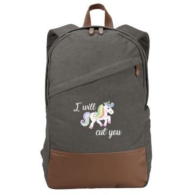 Stabby Unicorn I Will Cute You Cotton Canvas Backpack