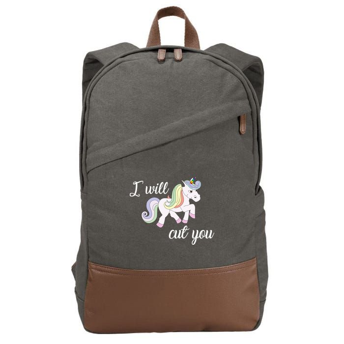Stabby Unicorn I Will Cute You Cotton Canvas Backpack