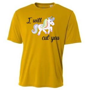 Stabby Unicorn I Will Cute You Cooling Performance Crew T-Shirt