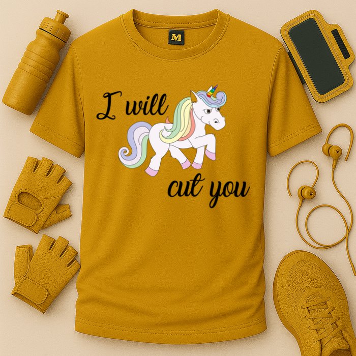 Stabby Unicorn I Will Cute You Performance Shirt
