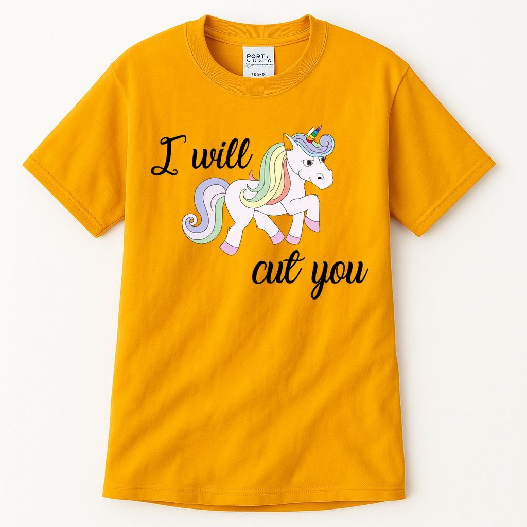 Stabby Unicorn I Will Cute You Tall T-Shirt