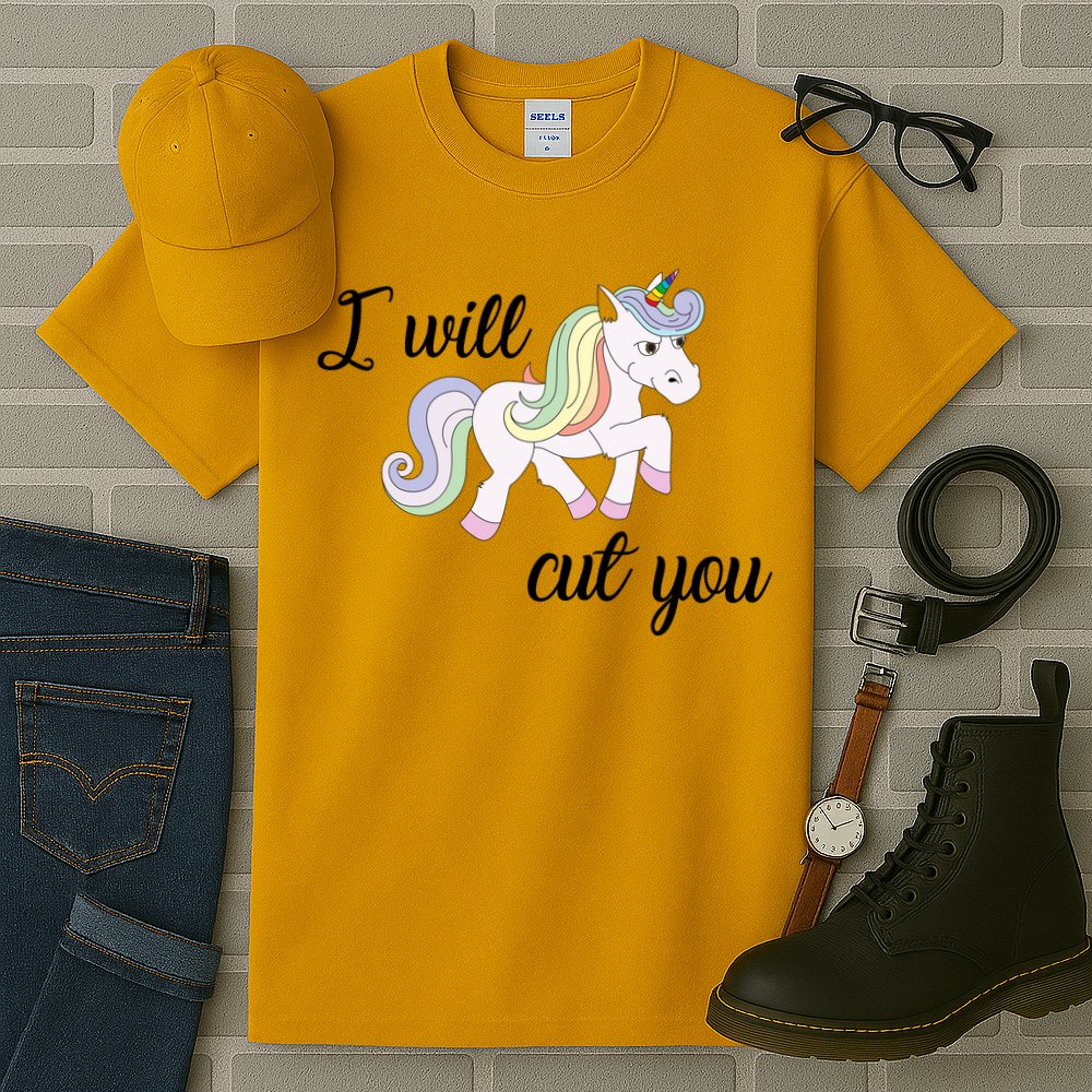 Stabby Unicorn I Will Cute You Tall T-Shirt