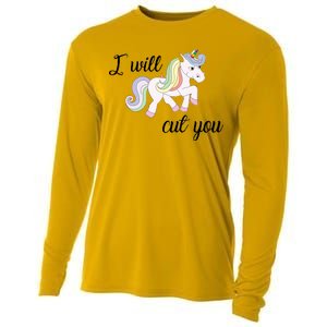 Stabby Unicorn I Will Cute You Cooling Performance Long Sleeve Crew