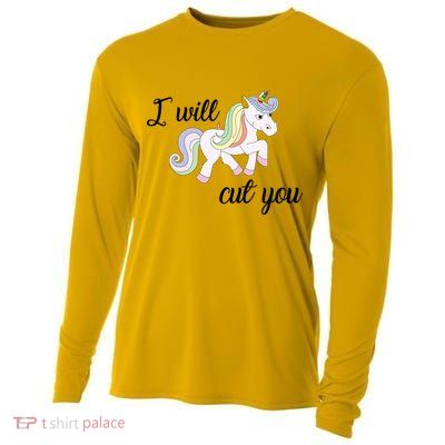 Stabby Unicorn I Will Cute You Cooling Performance Long Sleeve Crew