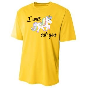 Stabby Unicorn I Will Cute You Performance Sprint T-Shirt