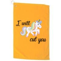 Stabby Unicorn I Will Cute You Golf Towel
