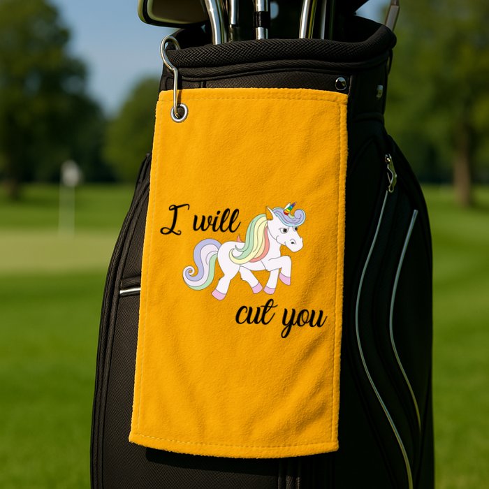 Stabby Unicorn I Will Cute You Golf Towel