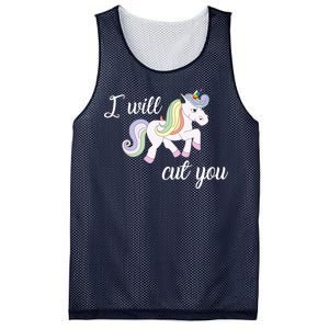 Stabby Unicorn I Will Cute You Mesh Reversible Basketball Jersey Tank